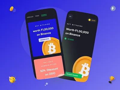 Fintech App : Rewards app app design bitcoin coins crypto cryptocurrency figma design fintech fintech app ios reward coin ui uidesign uiux visual design