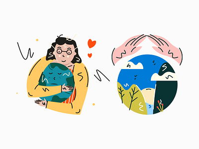 Save planet adobe art colors drawing dribbble earth girl illustration illustration art love nature planet save