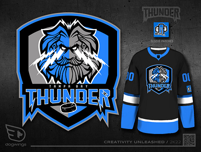 Thunder logo concepts & jersey chipdavid dogwings drawing hockey illustration logo team graphic thunder vector