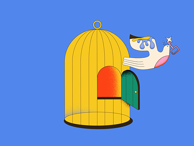 Free Bird 2d animation bird cage character gif illustration music