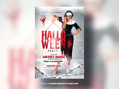 Halloween Flyer Design (PSD) blood creative design flyer design flyer templates graphic design halloween halloween party party flyer photoshop poster print prints red spooky white