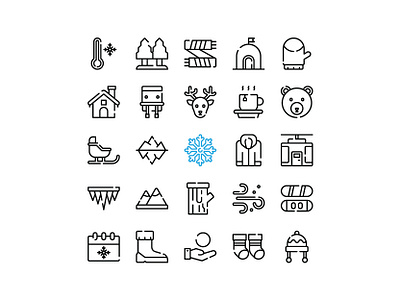 Winter Icon Set christmas cold flat icon icon set illustration outline ui winter