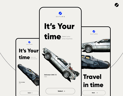Time travel app app app ui beautidul branding car clean dark design illustration logo machine minimal mobile mobile ui saturn time travel ui ux vector