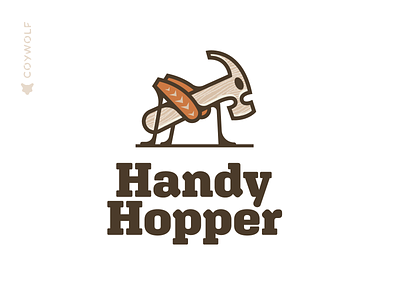 Handy Hopper builder carpenter construction grasshopper handy identity illustration insect logo logo design logodesign logos renovation tools wood worker