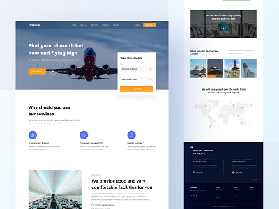 Flight Booking Landing Page UI aeroplane airplane booking buy design download flight kit landing map page plane product ticket ui