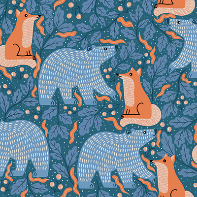 Woodland winter animals animals art licensing christmas christmas pattern design illustration pattern pattern design repeat pattern surface design surfacedesign woodland