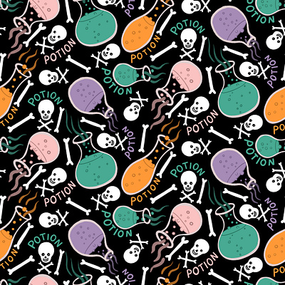 Halloween Potion Pattern art licensing design halloween halloween pattern illustration pattern pattern design surface design surfacedesign