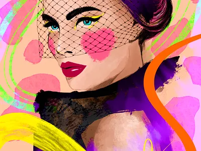 Colorful portrait of a Lady art artwork bright colorful comics design girl green illustration lady pink portrait procreate ui woman
