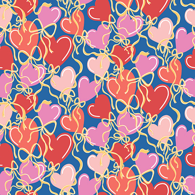 Valentines Baloons art licensing design illustration pattern pattern design surface design surfacedesign valentines valentines day valentines day repeat pattern