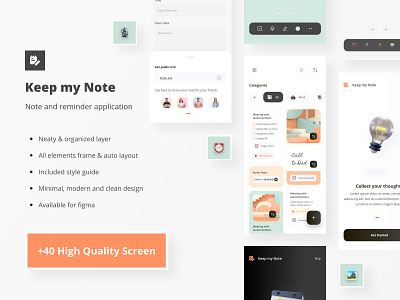 Keep my Note - UI Kit app application clean design kit minimal mobile mobileuikit modern note popular reminder trend ui uidesign uikit uiux uiuxdesigner ux uxdesign