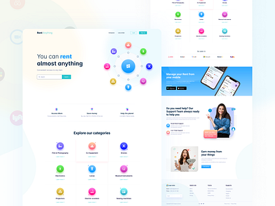 Rent Anything | Rental Landing Page Design agency clean ui design experience flat illustration interface landing page minimal page rent rent a car rent ernsite typography ui ui designer ux web designer website websitedesign