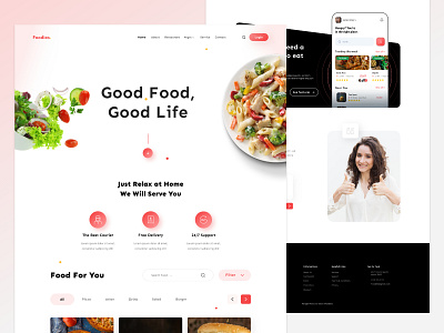 Food Delivery Web Landing Page Design delivery services food food and drinks food delivery food delivery landing page food industry foodie landing page recipe website resturant snacks ui ui ux web web design website website design