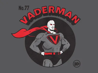 Vaderman comics darth vader illustration lunchboxbrain mashup retro star wars superman vintage