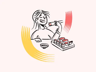 Sushi time asian asian food design digital art digital illustration fish food illustration illustrator japanese japanese cuisine japanese food sushi vector vector illustration