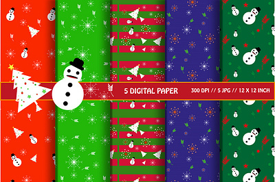 Christmas Digital Paper Set art background craft design illustration illustrator pattern seamless wrapping paper