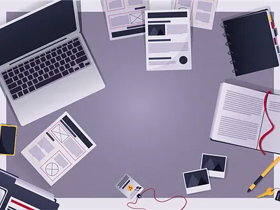 Top view workspace background with editable elements app art background branding gradient grain graphic design illustration laptop scene top view topview ui ui design workspace