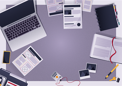 Top view workspace background with editable elements app art background branding gradient grain graphic design illustration laptop scene top view topview ui ui design workspace