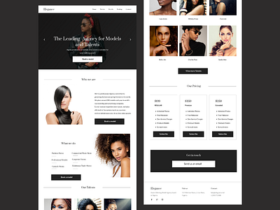 Modeling Agency Landing Page branding design ui ux