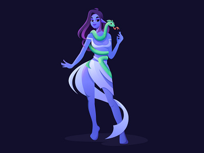 Elf girl and snake 2d affinitydesigner art characterdesign color dailyui illustration people vector