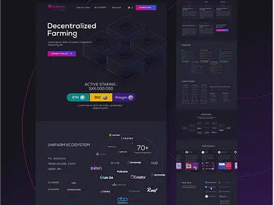 Landing Page Design for Blockchain Based Staking Platform bitcoin blockchain based design investors projects landing page lead generation staking platform tokens ui ux web