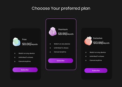 Subscription page design concept cards design graphic design grids subscription ui ux