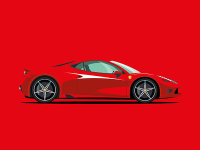 Ferrari 458 car digital editorial folioart illustration peter greenwood vector
