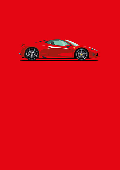 Ferrari 458 car digital editorial folioart illustration peter greenwood vector