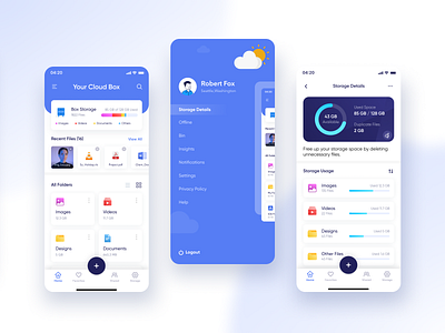 Cloud Storage App Design animation app application branding cloud cloud storage design documents files gmail google cloud icon illustration ios logo product storage ui ux vector