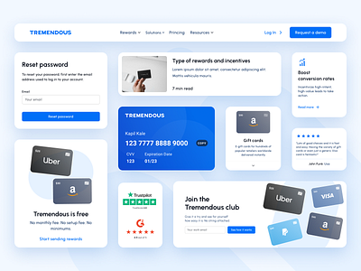 Design System for Tremendous products branding cards design component library design system product design ui ui design