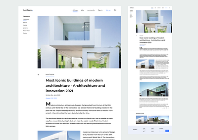 Blog page for Architects architecture blog design ui ux