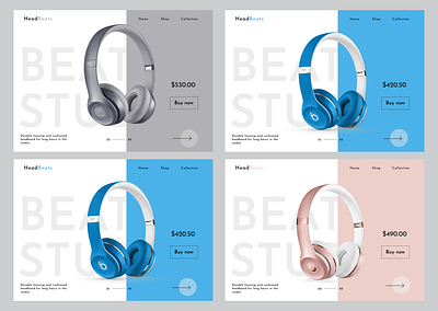 Headphone Carousel Design animation branding carousel graphic design headset slider ui ux