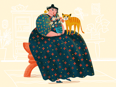 Cat Lady Illustration art cat cat lady character character design creative illustration design design studio digital art digital illustration digital painting graphic design illustration illustration art illustrations illustrator people people illustration procreate woman