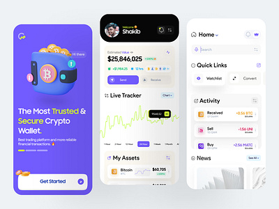 Crypto Wallet App 3d app app design banking clean clean ui crypto dashboard design finance fintech illus illustration ios minimal mobile app mobile design ui user interface ux