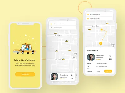 Booking app design concept app bolt booking graphic design mobile uber ui ux yellow cab