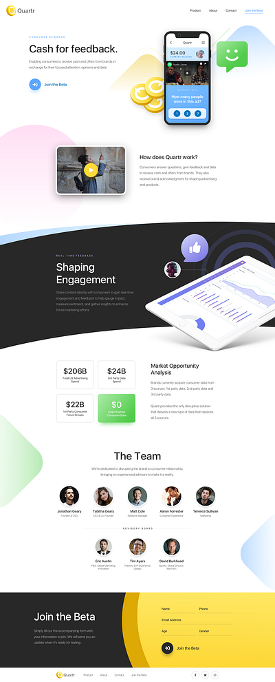 Quartr App Landing Page design logo ui website