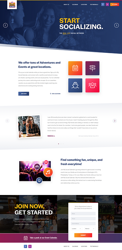 MySocialCalendar app branding design ux website