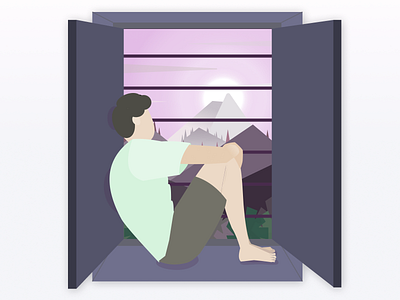 Sitting on Window branding design graphic design ill illustration logo vector