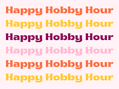 Happy Hobby Hour Logo brand identity happy hobbies logo marketing maroon sun yellow