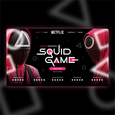 Squid Game landing page design fun game graphic illustration landing page logo netflix pink print shapes squid game ui ux vector web design website