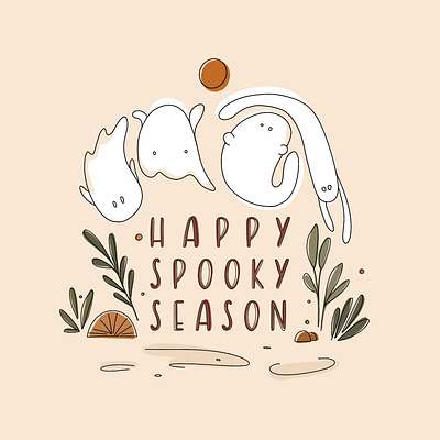 Tis the Spook. abstract art autumn cute design doodles fall flowers ghost halloween happy harvest illustration line little nature procreate season spooky