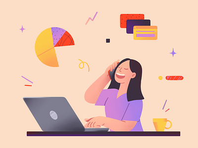 Freelance agent 2d character character illustration design flat freelance illustration laptop shapes simple