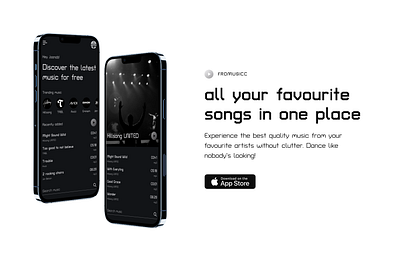 Music player Landing Page black design minimalist music songs ui white