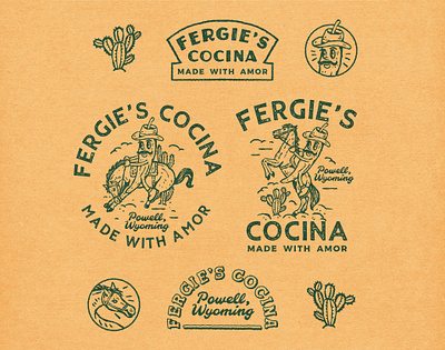 Fergie's Cocina Branding badge badge design brand brand development branding design graphic design hand drawing illustration logo logo design rest restaurant stationary vector vintage vintage logo