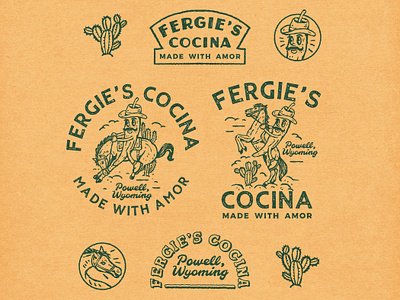 Fergie's Cocina Branding badge badge design brand brand development branding design graphic design hand drawing illustration logo logo design rest restaurant stationary vector vintage vintage logo