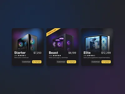 Gaming PC Card Design card dark ecommerce gamer gaming gaming pc neon neon lights pc pc parts store