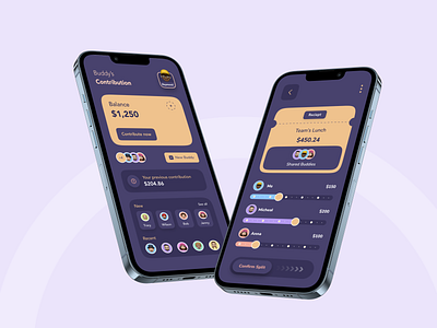 Buddies Contribution App billsplitter branding design figma mobile app mobile app design productdesigner ui uidesigner ux uxdesigner