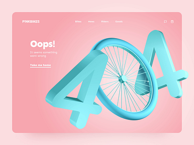 404 Error 😱 page for MTB ecommerce 3d 404 blue bright cute desktop error figma make it pop motion nomad app pink principle render ui animation ui design web webdesign website