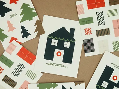 Holiday Greeting Cards branding christmas december design forest gifts greeting card holiday season holidays illustration pattern presents santa stationery trees