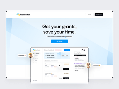 Landing Page: GrantMatch business design graphic design hero landin page landing landing page landingg typography ui ux video her web website