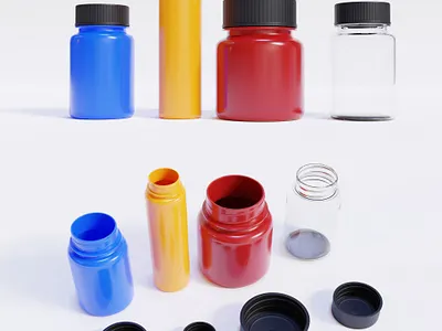 Plastic and Glass Medicine Bottles 3d azerbaijan blender blender3d bottle capsule cycles design medicine pill